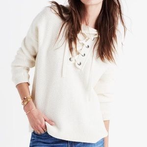 Madewell lace-up hoodie sweater